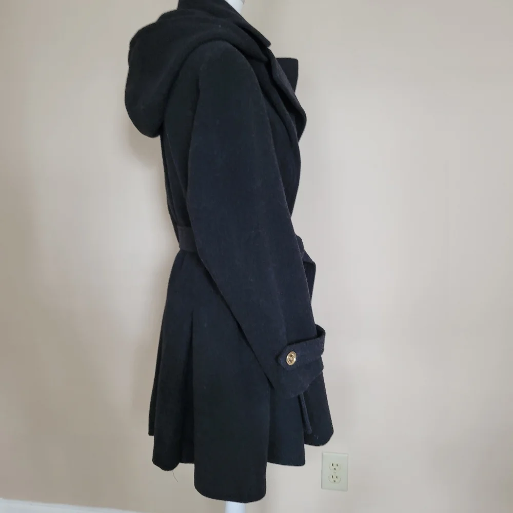 Michael Kors Womens Charcoal Gray Wool Blend Trench Coat Sz 16W - Picture 6 of 13